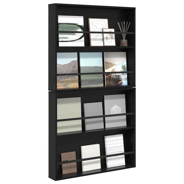 vidaXL Estante de Revistas 2 pcs Carvalho Preto 80 x 12 x 70 cm