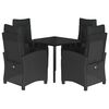 vidaXL 5 pcs conjunto de jantar p/ jardim c/ almofad&otilde;es vime PE preto