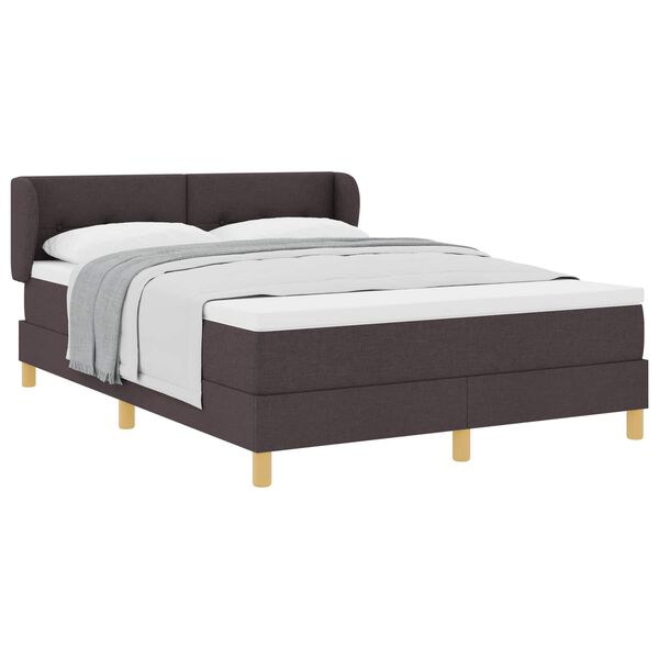 vidaXL Cama Box com colch&atilde;o Marrom Escuro 140 x 190 cm tecido