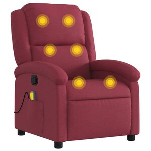 vidaXL Poltrona de massagens reclin&aacute;vel tecido vermelho tinto