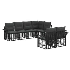 vidaXL Conjunto de Sof&aacute;s para Exterior 7 unid. Preto e Cinza Escuro