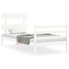 vidaXL Estrutura cama de solteiro c/ cabeceira madeira maci&ccedil;a branco