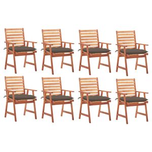 vidaXL Cadeiras de jantar p/ jardim 8 pcs c/ almofad&otilde;es ac&aacute;cia maci&ccedil;a