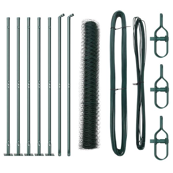 vidaXL Poste de Cerca Verde 10 x 1 m (malha de 36 mm) A&ccedil;o e PVC