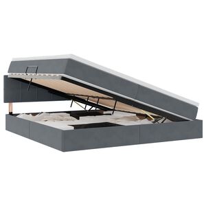 vidaXL Cama com arruma&ccedil;&atilde;o e LED Cinza Escuro 200 x 200 cm Veludo