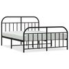 vidaXL Estrutura de cama com cabeceira e p&eacute;s 135x190 cm metal preto