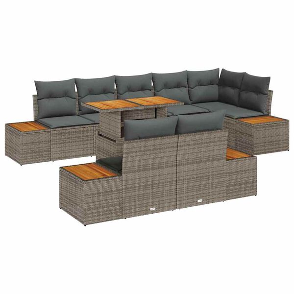 vidaXL Conjunto de Sof&aacute; de Jardim 9 pcs Cinzeto Rattan Sint&eacute;tico