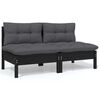 vidaXL 4 pcs conjunto lounge jardim c/ almofadões pinho maciço