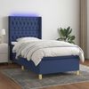 vidaXL Cama box spring c/ colch&atilde;o e LED 90x200 cm tecido azul