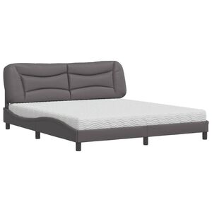 vidaXL Cama com colch&atilde;o Hvar 180x200 cm couro artificial cinza