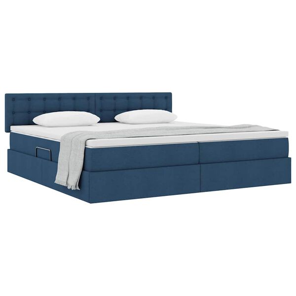 vidaXL Cama com arruma&ccedil;&atilde;o e colch&atilde;o com colch&atilde;o Azul 200 x 200 cm