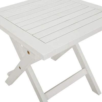vidaXL Espreguiçadeira com mesa madeira de acácia maciça branco