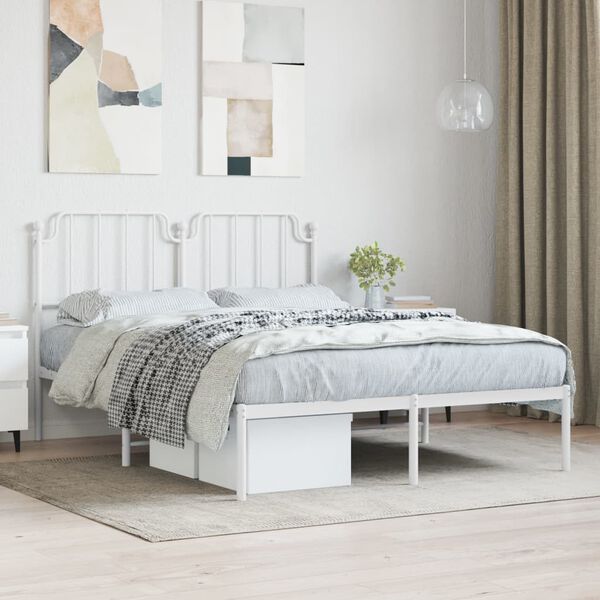 vidaXL Estrutura de cama com cabeceira 140x190 cm metal branco