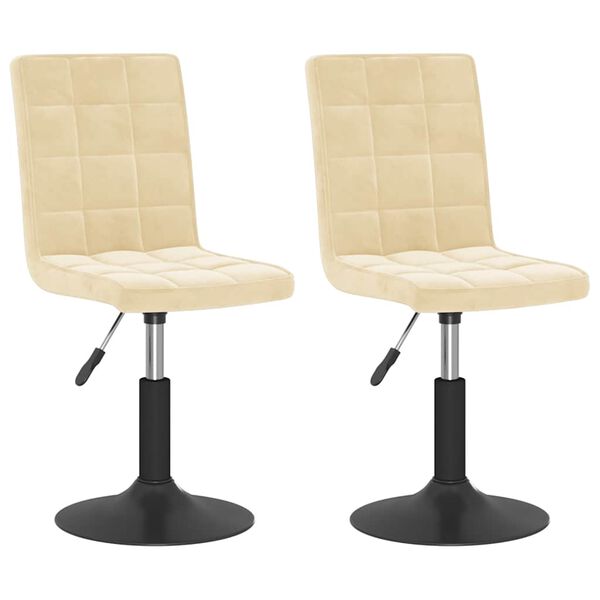vidaXL Cadeiras de jantar girat&oacute;rias 2 pcs veludo cor creme
