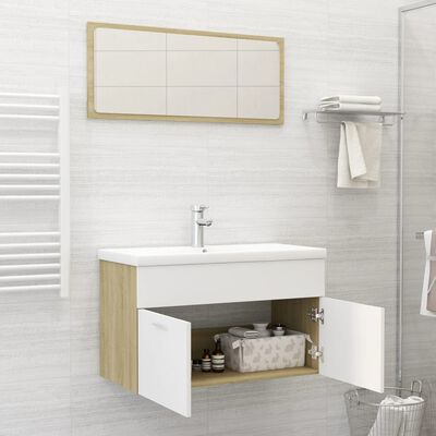vidaXL 2 pcs conj. móveis casa banho derivados madeira branco/carvalho