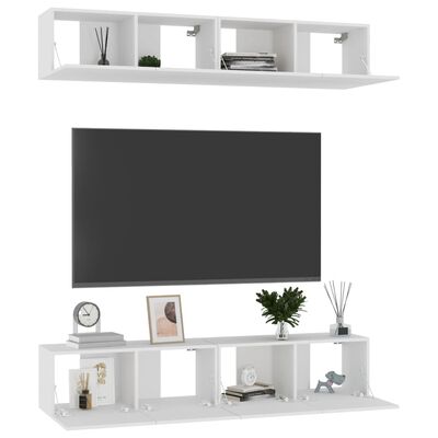 vidaXL Móveis de TV 4 pcs 80x30x30 cm contraplacado branco