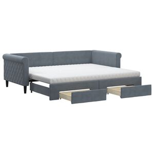 vidaXL Sof&aacute;-cama c/ gavet&atilde;o e gavetas 90x200 cm veludo cinzento-escuro