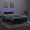 vidaXL Cama box spring com colch&atilde;o e luzes LED veludo verde-escuro