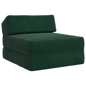 vidaXL Sof&aacute; Cama Dobr&aacute;vel Verde-Escuro 60 x 70 x 41 cm Tecido