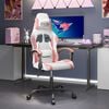 vidaXL Cadeira gaming couro artificial branco e rosa