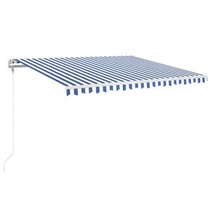 vidaXL Toldo retr&aacute;til autom&aacute;tico 450x350 cm azul e branco