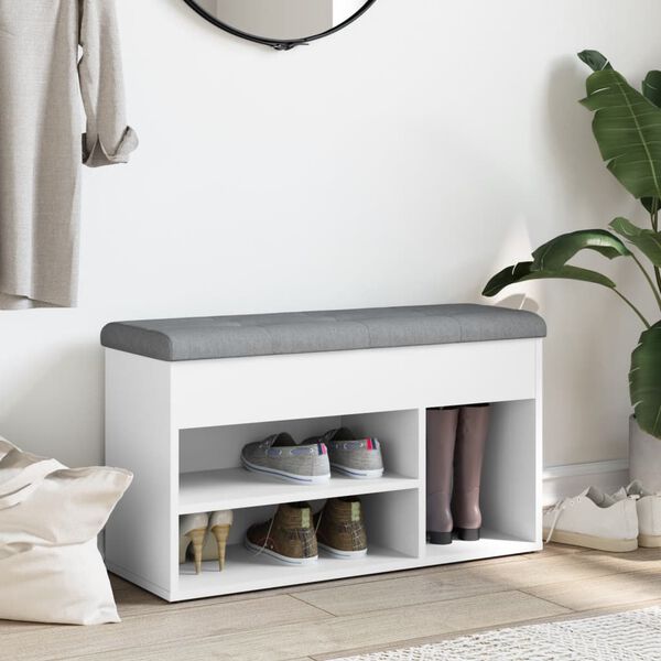 vidaXL Banco para sapatos branco 82x32x45,5 cm madeira projetada