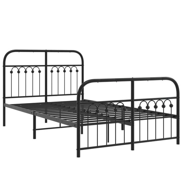 vidaXL Estrutura de cama com cabeceira e p&eacute;s 120x200 cm metal preto