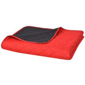 vidaXL Colcha dupla face acolchoada 170x210 cm vermelho e preto