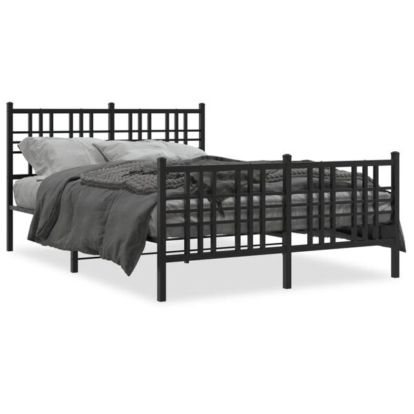 vidaXL Estrutura de cama com cabeceira e p&eacute;s 140x190 cm metal preto