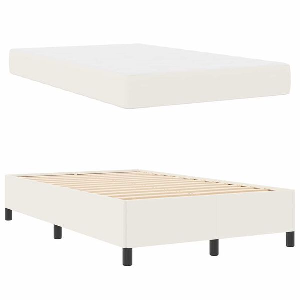 vidaXL Estrutura da Cama com colch&atilde;o Creme 120 x 190 cm tecido
