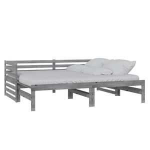 vidaXL Estrutura sof&aacute;-cama de puxar 2x(90x200)cm pinho maci&ccedil;o cinzento