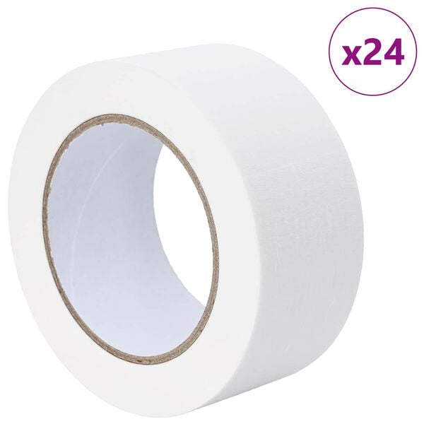 vidaXL Fitas de M&aacute;scara para Pintores 24 pcs Branco 50mm x 50m Papel