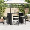 vidaXL 7 pcs conjunto de bar para jardim c/ almofad&otilde;es vime PE preto