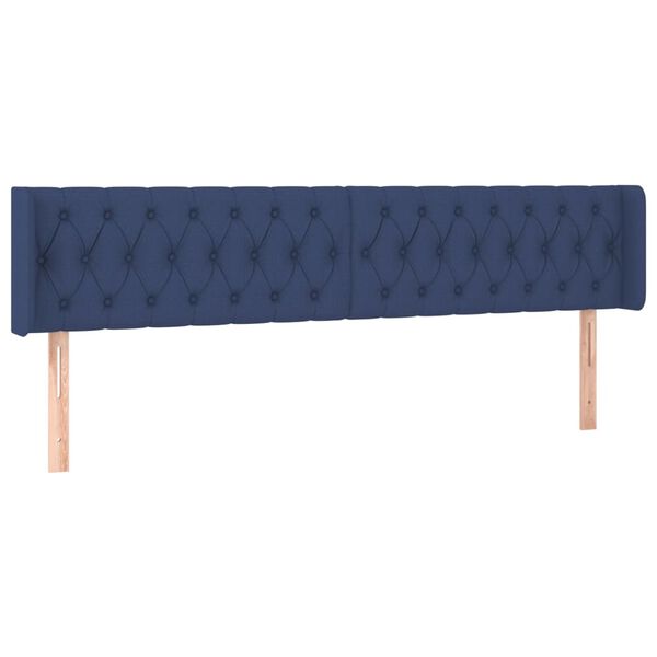 vidaXL Cabeceira de cama c/ abas tecido 203x16x78/88 cm azul