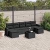 vidaXL 8 pcs conjunto sof&aacute;s de jardim com almofad&otilde;es vime PE preto