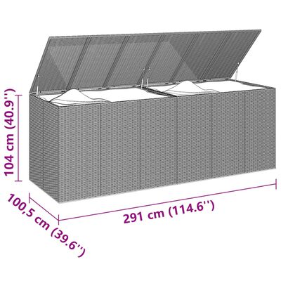 vidaXL Caixa para almofadões de jardim 291x100,5x104 cm vime PE preto