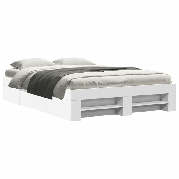 vidaXL Estrutura de cama 140x200 cm derivados de madeira branco