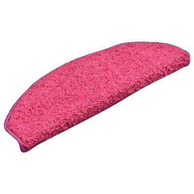 vidaXL Tapete/carpete para degraus 15 pcs 65x21x4 cm rosa
