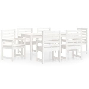 vidaXL 7 pcs conj. de jantar p/ jardim madeira de pinho maci&ccedil;a branco