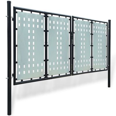 vidaXL Portão de cerca com porta única 300x175 cm preto