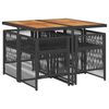 vidaXL 5 pcs conjunto de jantar p/ jardim c/ almofad&otilde;es vime PE preto