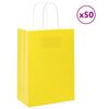 vidaXL Sacos de papel 50 unid com al&ccedil;as amarelo 15x8x21 cm