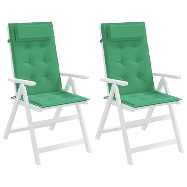 vidaXL Almofad&otilde;es p/ cadeira encosto alto 2 pcs tecido oxford verde