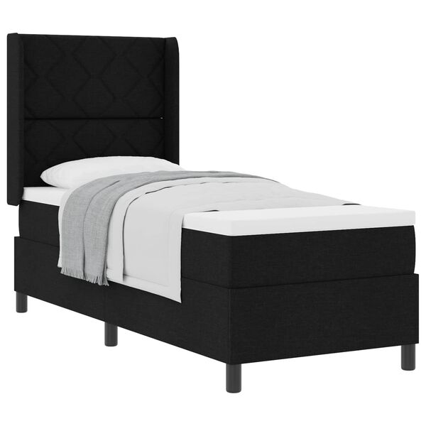 vidaXL Cama Box com colch&atilde;o com cabeceira Preto 80 x 200 cm tecido