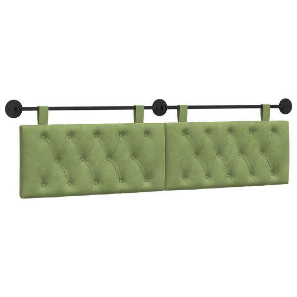 vidaXL Cabeceira Suspensa Verde Claro 190 x 55 x 7 cm Veludo