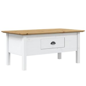vidaXL Mesa de centro BODO 100x55x46 cm pinho maci&ccedil;o branco/castanho