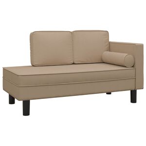vidaXL Chaise longue com almofad&otilde;es e rolo couro artificial cappuccino