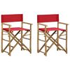 vidaXL Cadeiras de realizador dobr&aacute;veis 2 pcs bambu e tecido vermelho