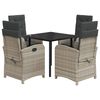 vidaXL 5 pcs conjunto de jantar p/ jardim c/ almofad&otilde;es cinzento claro