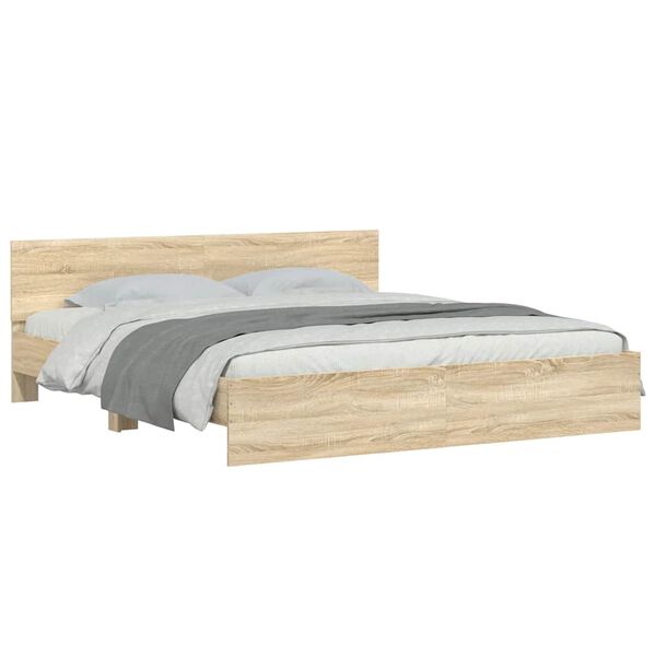 vidaXL Estrutura de cama com cabeceira 180x200 cm carvalho sonoma